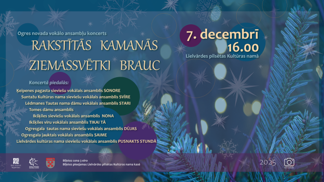 Koncerta afiša Ogres novada vokālo ansambļu koncertam