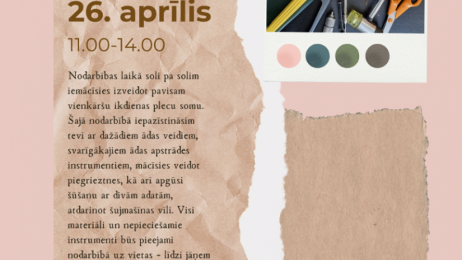 Meistarklase Ikdienas ādas soma 26. aprīlī plkst. 11.00 Ogres novada Kultūras centra Radošajā telpā