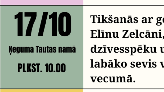 Pasākumu cikls Ķeguma apkaimes senioriem NOTICI SEV!
