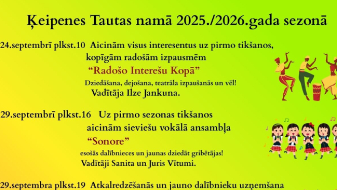Ķeipenes tautas nama amatierkolektīvu saraksts un darbības plāns 2025./2026. gadam