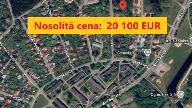 Izsoles rezultāts Madlienas iela 16, Ogrē. Nosolītā cena 20100 eiro