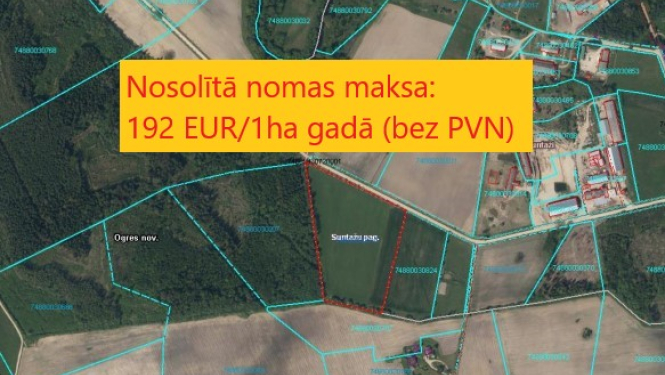 Noslēgusies izsole īpašumam Krieviņi Suntažos. Nosolītā nomas maksa: 192 eur par hektāru gadā bez pievienotās vērtības nodokļa