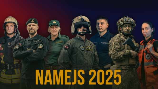 Latvijā norisināsies visaptverošas valsts aizsardzības mācības “Namejs 2025”. Attēlā karavīri un citu dienestu darbinieki formas tērpos