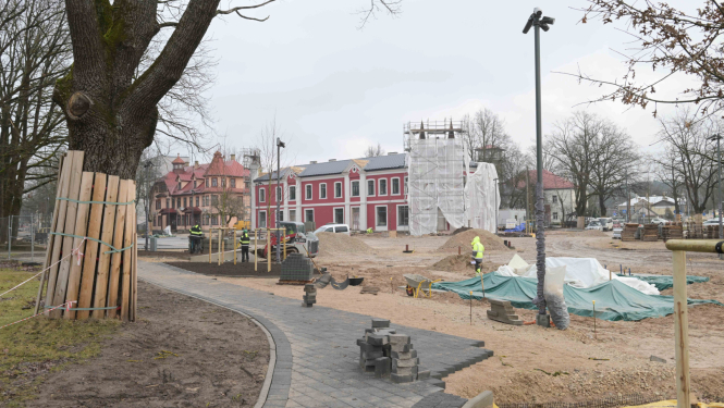 Neatkarības laukums būvniecības laikā 2025. gada 24. janvārī