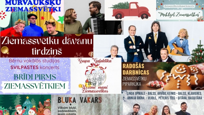Nedēļas nogales notikumu afišu kolāža