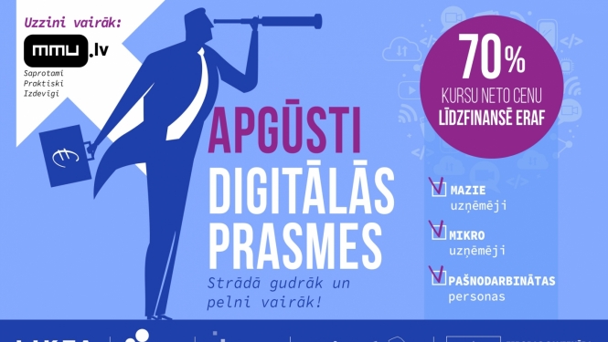 Aicina Latvijas uzņēmējus apgūt digitālās prasmes par Eiropas fondu līdzekļiem