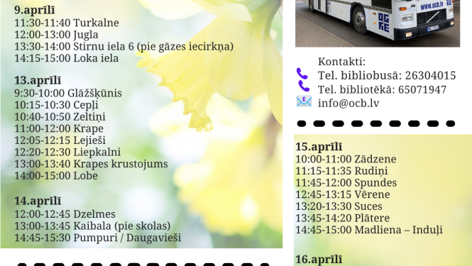 Bibliobusa grafiks aprīlī