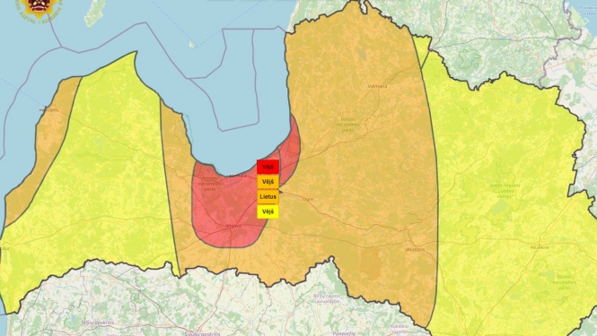 Latvijas karte ar negaisa brīdinājumiem 28.07.2024.