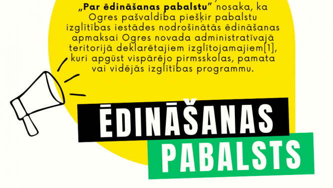 Informācija par ēdināšanas pabalstu Ogres novadā
