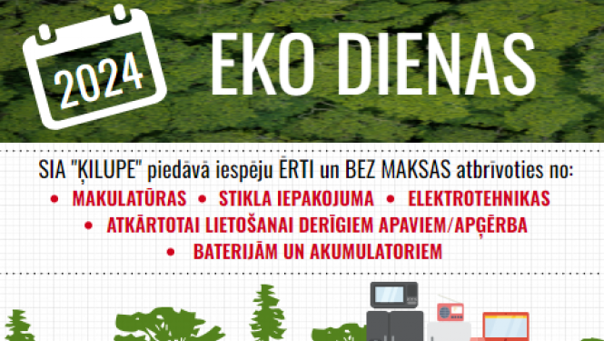 Afiša par Eko dienām atkritumu savākšana no iedzīvotājiem
