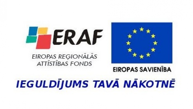 Eiropas Reģionālās attīstības fonda un Eiropas Savienības logo