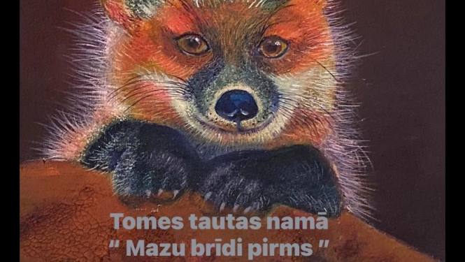 Sandras Cakules gleznu izstāde  MAZU BRĪDI PIRMS  Tomē plakāts 2023