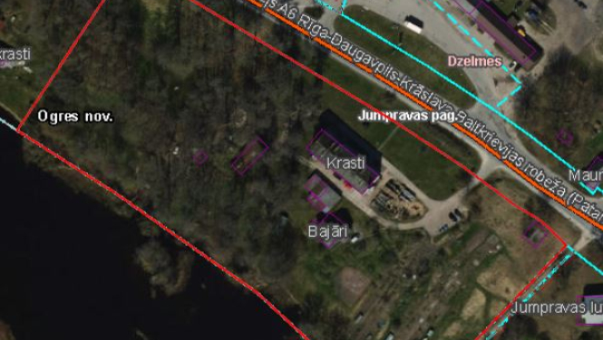 Daudzdzīvokļu dzīvojamai mājai “Krasti”, Dzelmes, Jumpravas pag., Ogres nov., funkcionāli nepieciešamā zemesgabala noteikšanas/pārskatīšanas procesa uzsākšana - karte