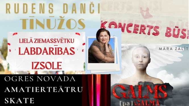 Nedēļas nogales notikumu afišu kolāža