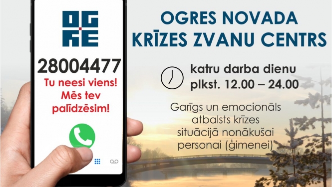 Ogres novada krīzes zvanu centrs darbosies arī 2021. gadā