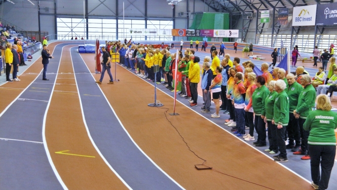 Latvijas pašvaldību sporta veterānu-senioru savienības (LSVS) 61. sporta spēļu finālsacensības vieglatlētikā telpās atklāšana