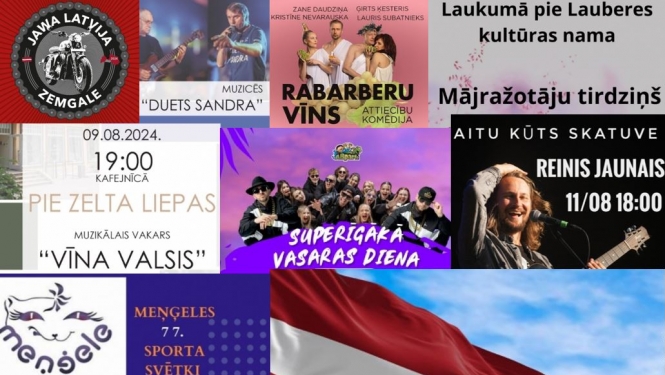 Nedēļas nogales notikumu afišu kolāža