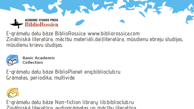 Ogres Centrālās bibliotēkas lietotājiem pieejamas vairākas e-grāmatu datu bāzes