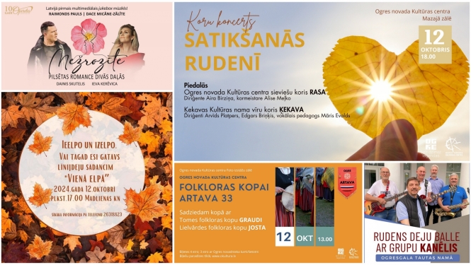 Nedēļas nogales pasākumu plakātu kolāža 10.2024.