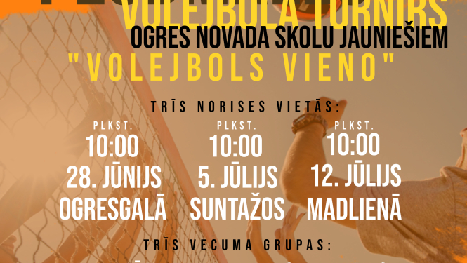 Pludmales volejbola turnīrs  Ogres novada skolu jauniešiem “Volejbols vieno”