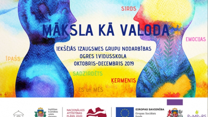 Ogres 1.vidusskolā īsteno jauniešu iniciatīvu projektu “Māksla kā valoda”