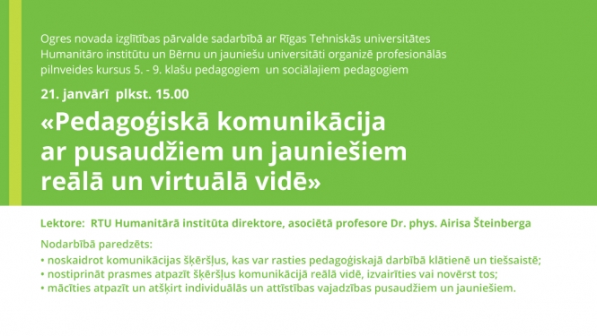 Pedagogus aicina uz semināru 21. janvārī
