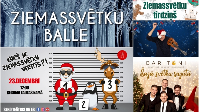 Ziemassvētku pasākumu plakātu kolāža 12.2023.