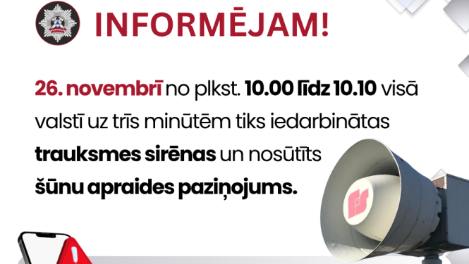 Trauksmes sirēnu pārbaudes plakāts