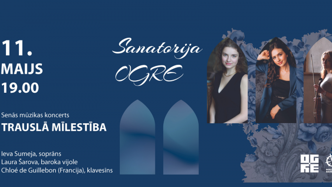Plakāts koncertam TRAUSLĀ MĪLESTĪBA sanatorijā OGRE