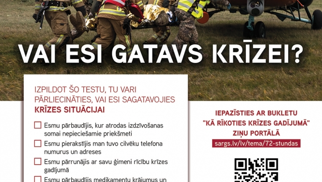 Izstrādāts buklets “72 stundas. Kā rīkoties krīzes gadījumā.”