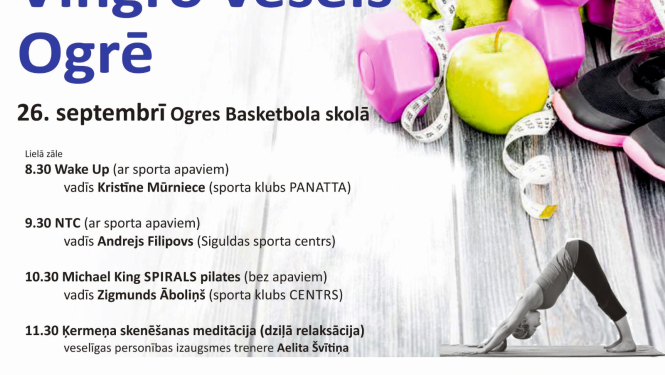 Oveselība 26.septembrī aicina uz pasākumu  “Vingro vesels Ogrē!”