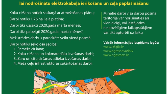 Sagatavošanās darbi elektrokabeļa ierīkošanai Zilajos kalnos