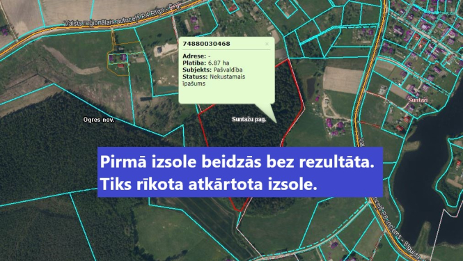 Mežaudzes cirsmas “Mežs Imantas”, Suntažu pagastā, atrašanās vieta kartē un izsoles rezultāts