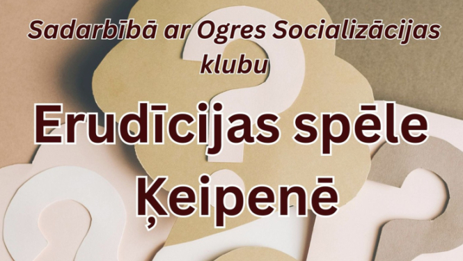13. februārī plkst. 18.00 Ķeipenes Tautas namā sadarbībā ar Ogres Socializācijas klubu Erudīcijas spēle Ķeipenē