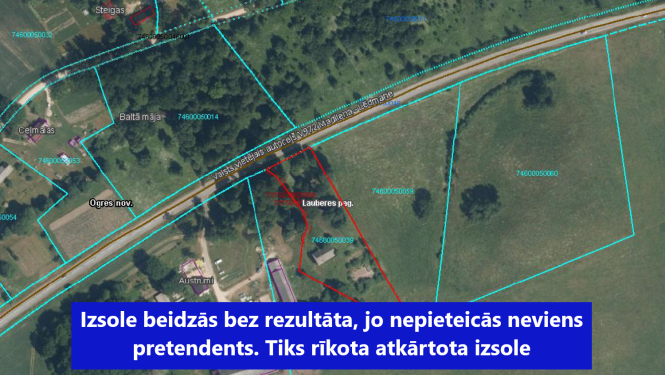  Nekustamā īpašuma – zemes vienības "Brūži", Lauberes pag., Ogres nov., atsavināšanas izsole