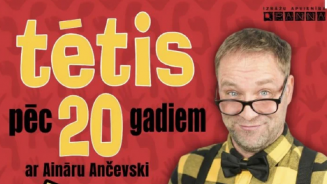 Afiša ar informāciju par pasākumu un aktiera Aināra Ančevska attēlu