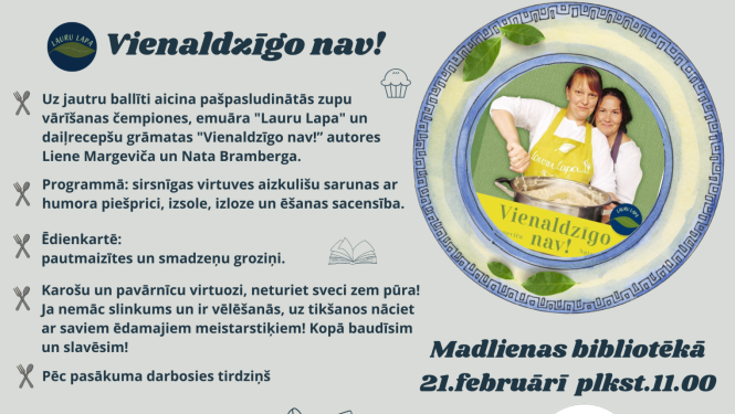 Afiša ar informāciju par pasākumu un abu autoru fotoattēlu