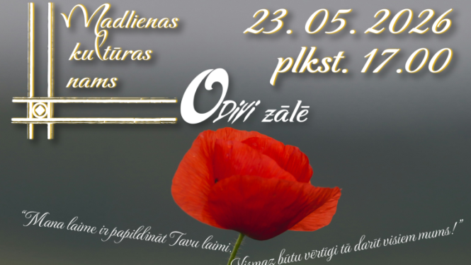 23. maijā plkst. 18.00 Madlienas kultūras nama O2 zālē tikšanās ar dzejnieci un šovu zvaigzni Magoni Liedeskalnu.  Biļetes cena 5 eiro