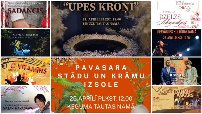 Nedēļas nogales pasākumu afišu kolāža