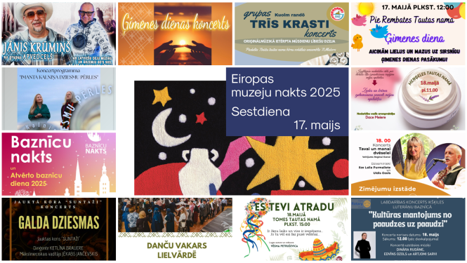 Nedēļas nogales pasākumu afišu kolāža