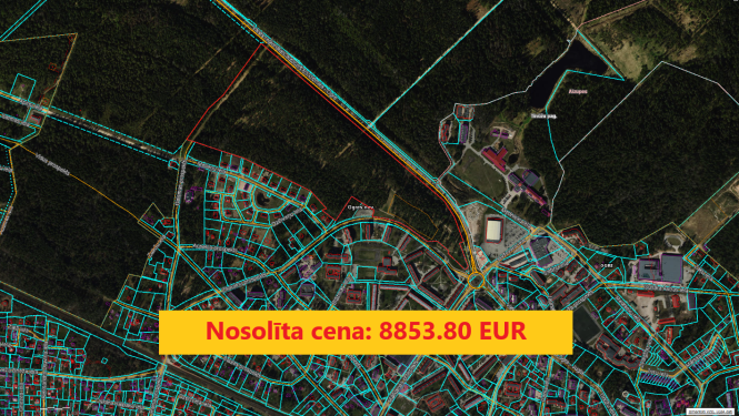 Izsoles rezultāts sanitārajai cirsmai Ogres Zilajos kalnos. Nosolītā cena 8853,80 eiro