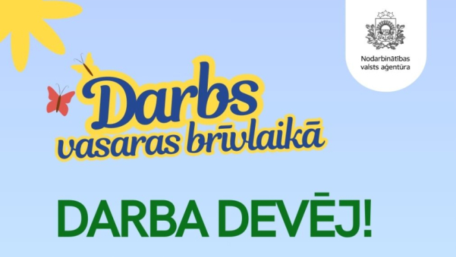 Aicinājums darba devējiem pieteikt darba vietas skolēniem vasaras brīvlaikā. 