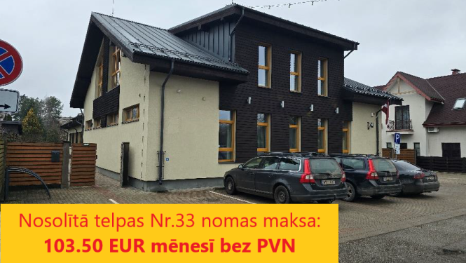 Nomas tiesību izsoles rezultāti - nosolītā telpu nomas maksa Daugavas prospektā 34, telpa 33, Ikšķilē, 103,50 eiro mēnesī bez PVN.