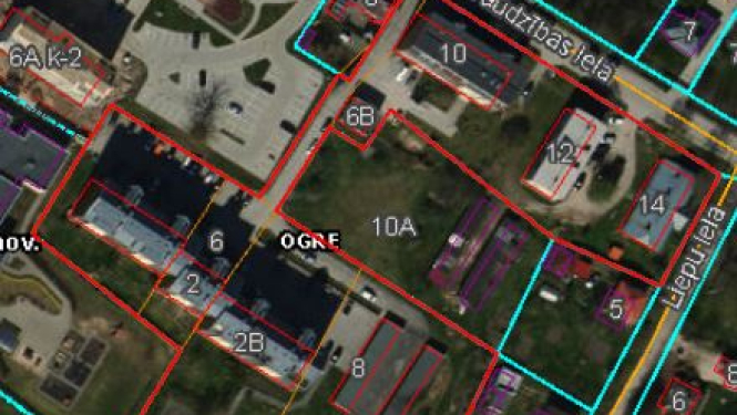 Daudzdzīvokļu dzīvojamai mājai Draudzības ielā 10, Ogrē, Ogres nov., funkcionāli nepieciešamā zemesgabala noteikšanas uzsākšana - karte