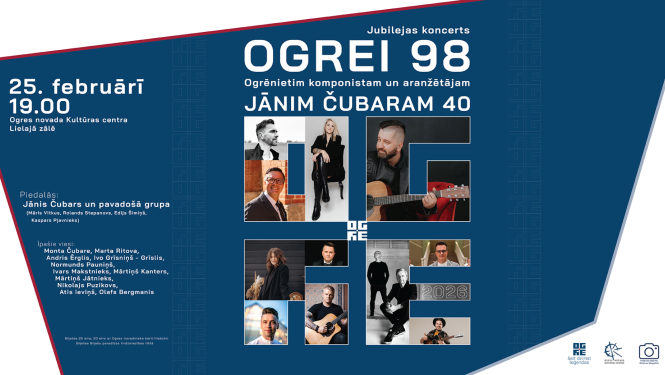 Koncerta dalībnieku - mūziķu fotoattēlu kolāža pasākuma afišā