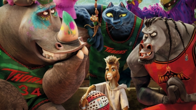 Afiša ar informāciju par animācijas filmu, tekstu "Tu nekad neesi par mazu lieliem sapņiem" un daudziem zīmētiem multfilmas tēliem