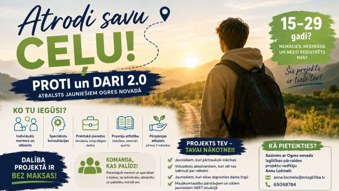 Projekts Proti un dari - atbalsts Ogres novada jauniešiem