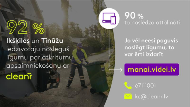 Atkritumu apsaimniekotāja SIA CleanR informācija par līgumu pārslēgšanu