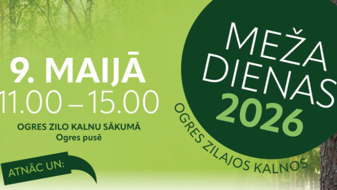 9. maijā no plkst. 11.00 līdz 15.00 dabas parkā “Ogres Zilie kalni” notiks vides izglītojošs pasākums “Meža dienas 2026”, uz kuru aicināti Ogres novada iedzīvotāji un viesi, īpaši ģimenes ar bērniem.