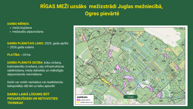 RĪGAS MEŽI uzsāks  mežizstrādi Juglas mežniecībā, Ogres pievārtē